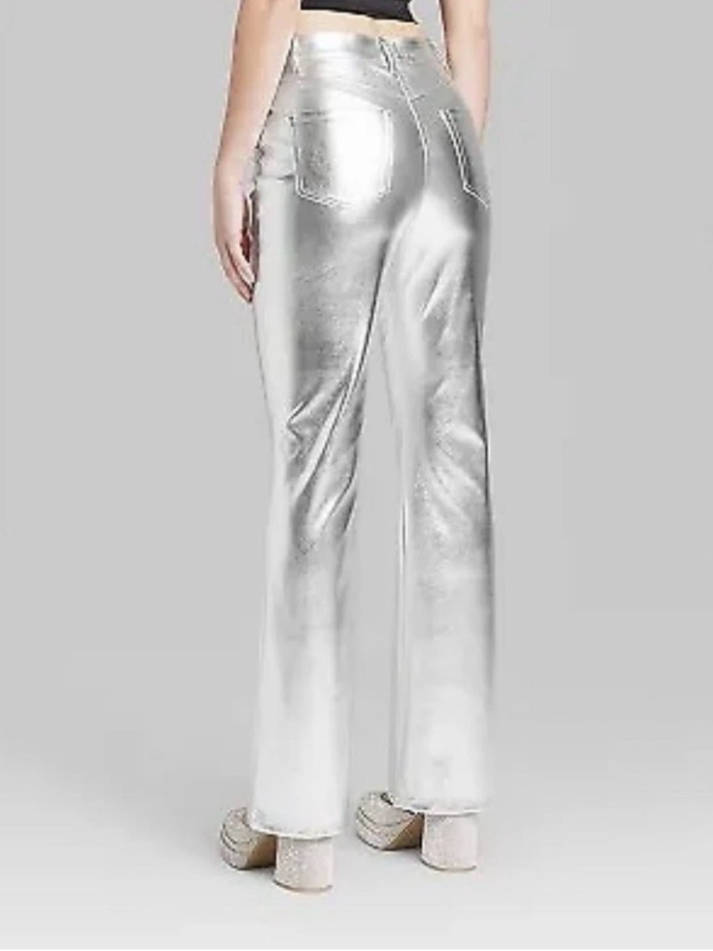 Wild Fable Metallic Silver Straight Leg Pants NWT Multiple Sizes - Picture 9 of 12